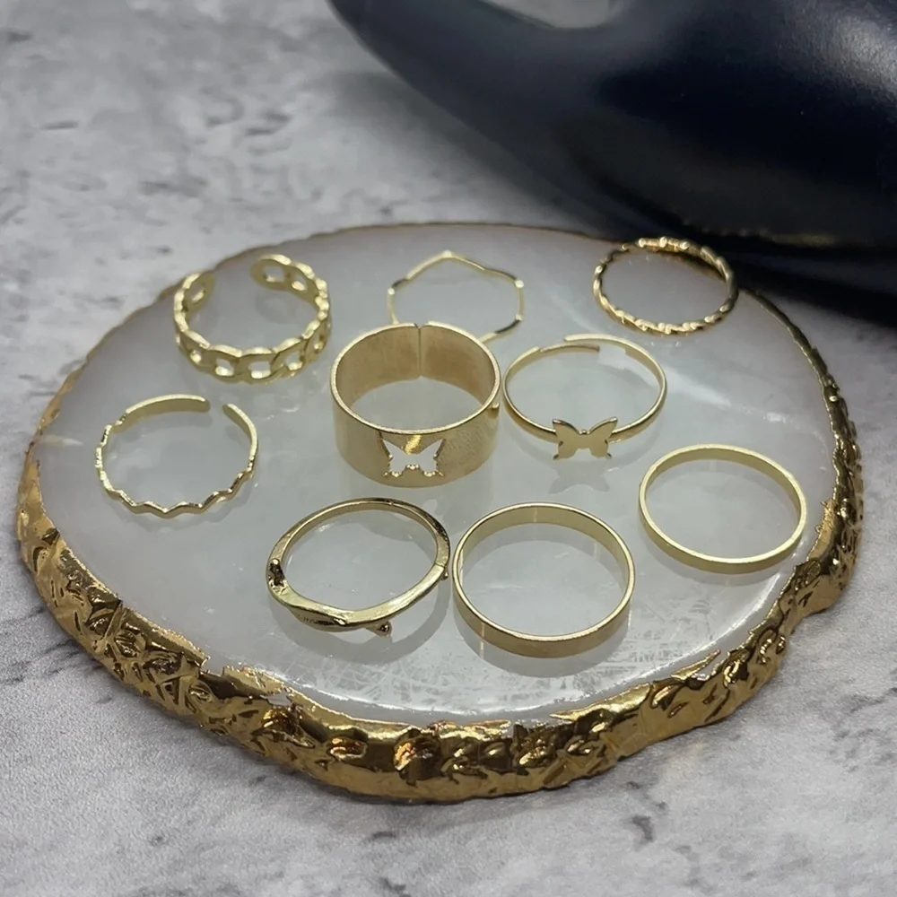 Whimsy Butterfly Band Gold Stackable Rings - Picture 7 of 10